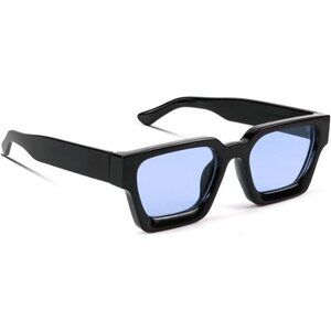 ⚡Men Blue Fashion Thick Trendy Square Shades Rectangle Designer SunGlasses